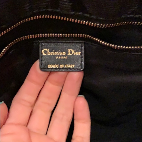 Christian Dior blk canvas tote w/ leather handles - Picture 3 of 6